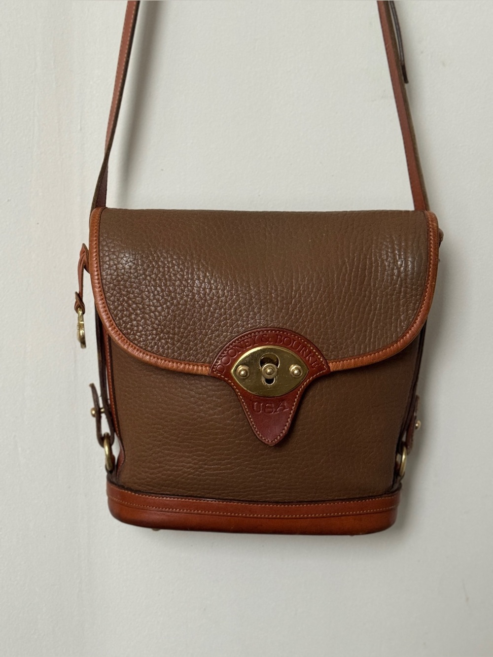 Vintage Dooney & Bourke All-Weather Leather Carrier Flap Crossbody Bag
